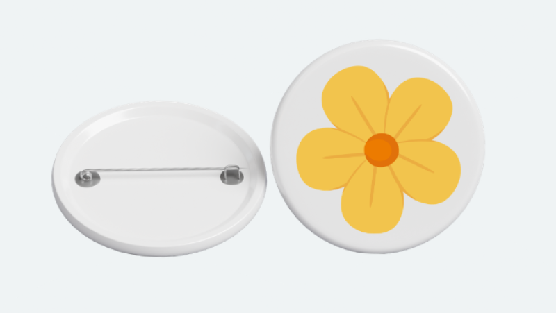 pin button with flower design