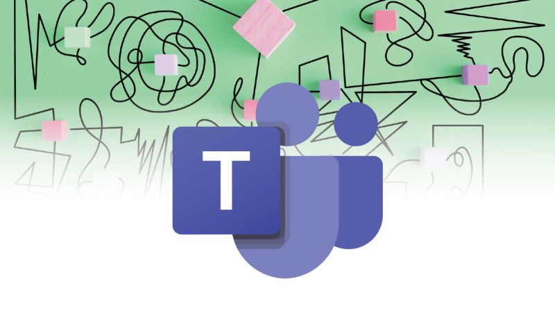 Teams logo with a graphic of a lot of squiggly lines and a mess