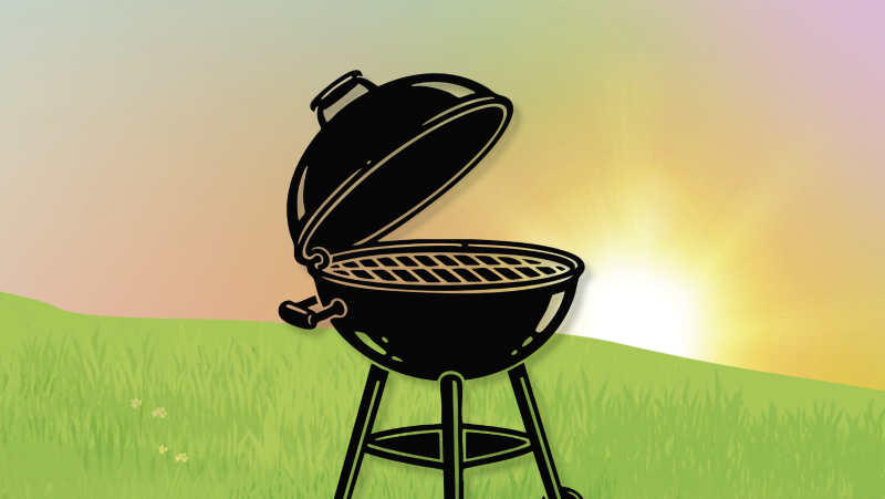 grill with sunset background