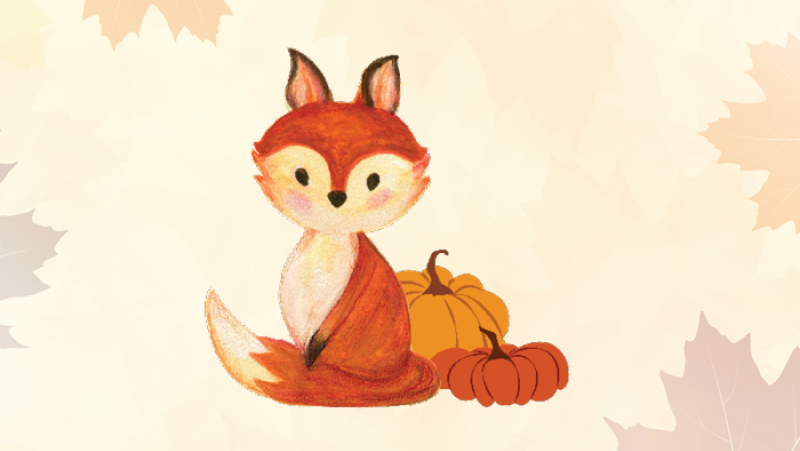 fox on autumn leaves background