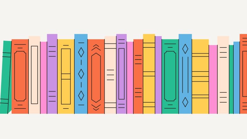 illustrated books in a row