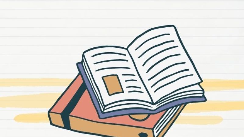 books on notebook paper background