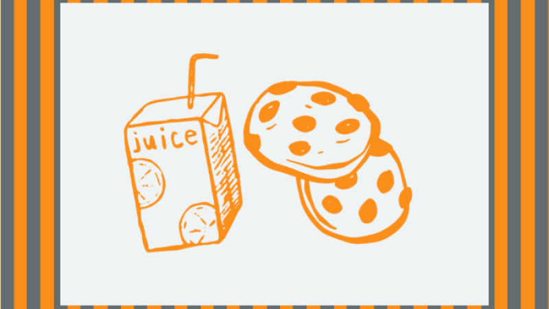 cartoon cookies and juice