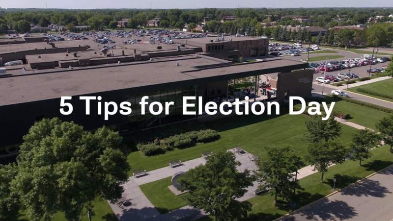 5 Tips for Election Day. overhead view of door 1 entrance in background