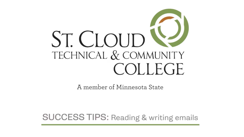 SCTCC logo. Success tips: Reading & Writing emails