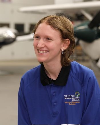 Kaitlyn sitting in the AMT lab