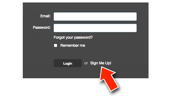 arrow pointing to sign me up button