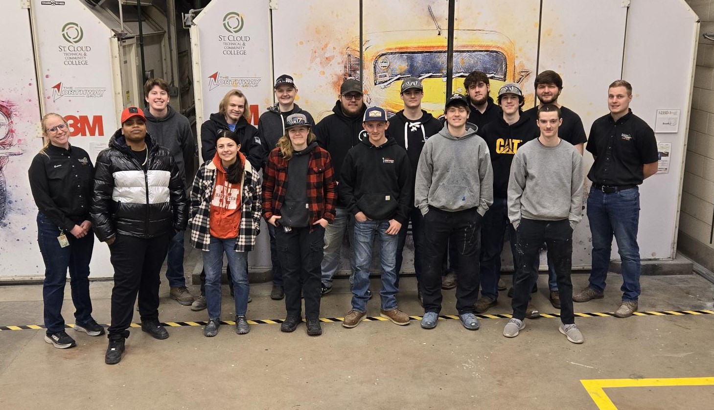 auto body students before shirt donation