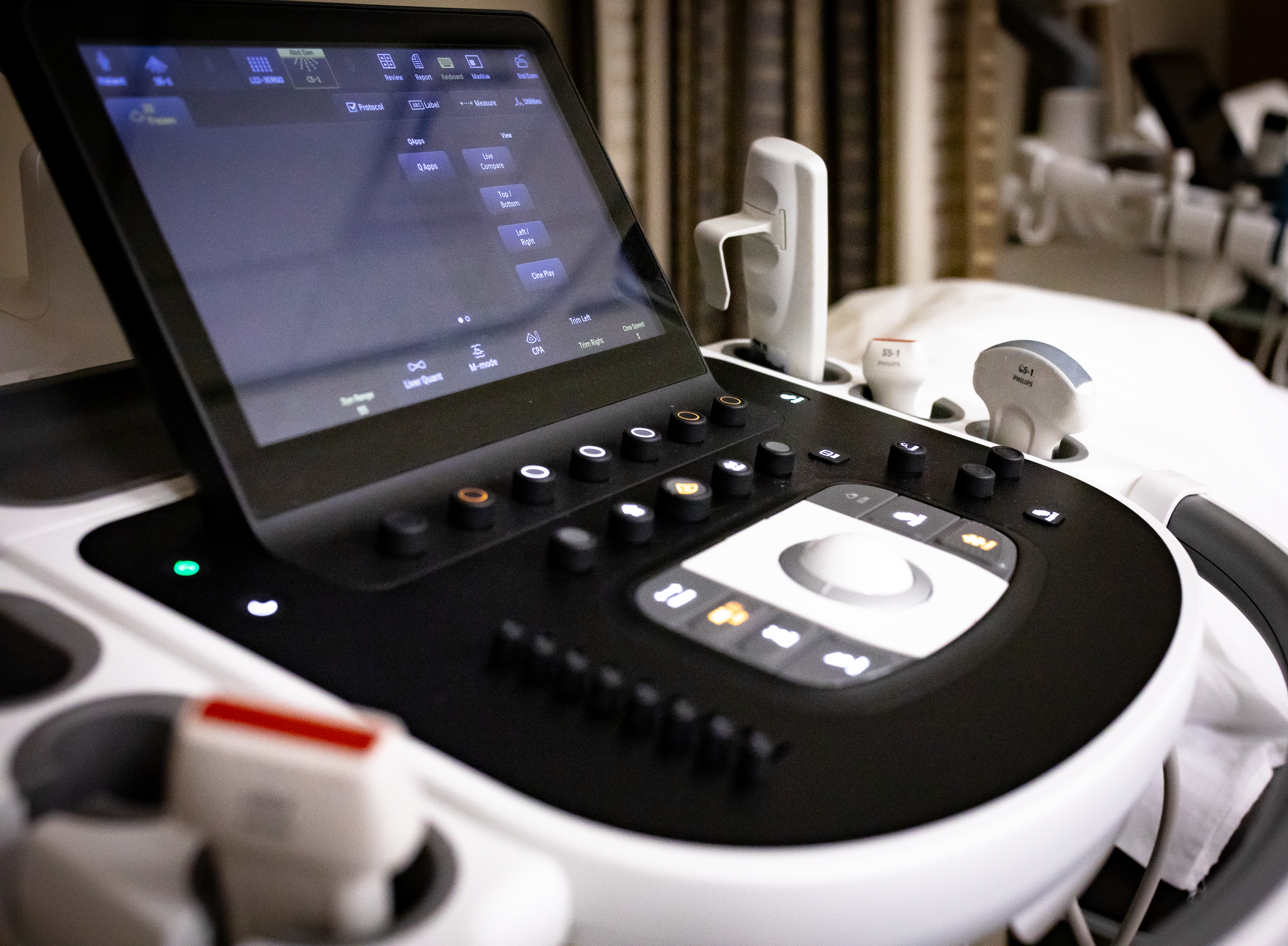 close up of controls on an ultrasound machine