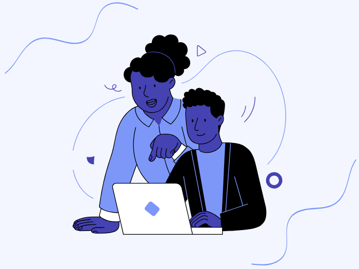 graphic of two people in front of a computer