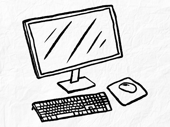 desktop computer with keyboard and mouse