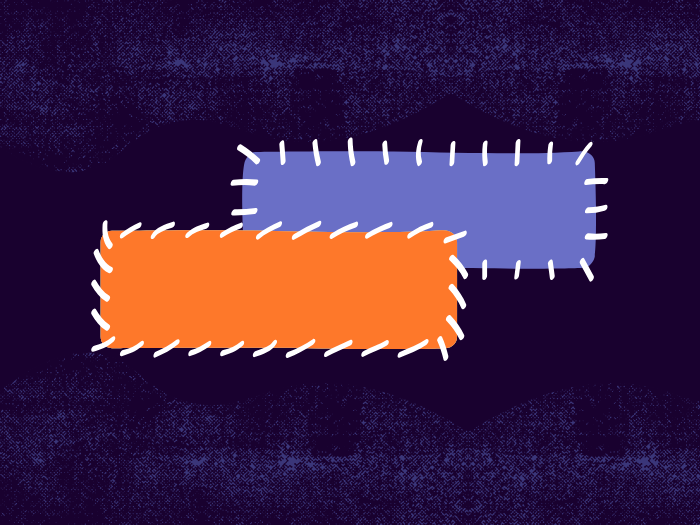 two patches with stitching around the boarder