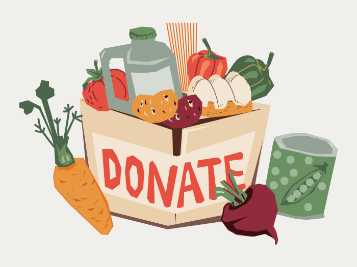 box of food with donate written on it