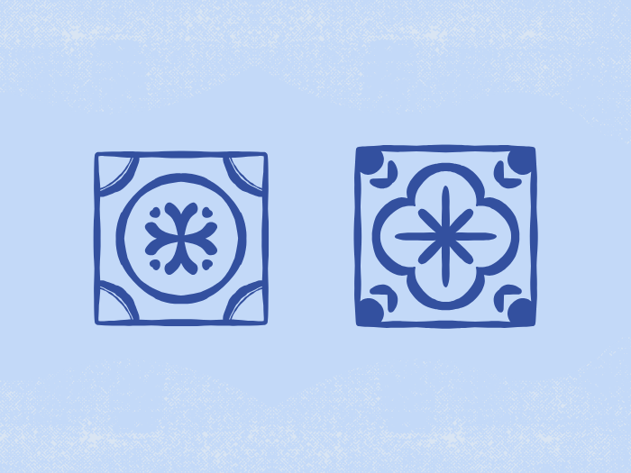 two blue tile coasters