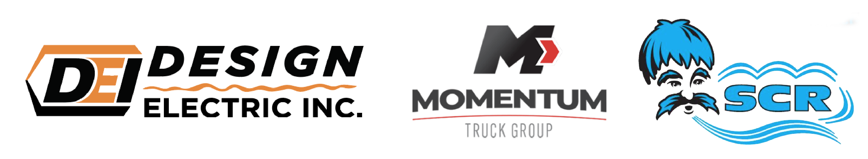 Design Electric, Momentum Truck, and SCR sponsor logos