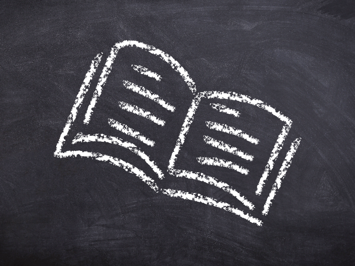 chalk drawing of a open book