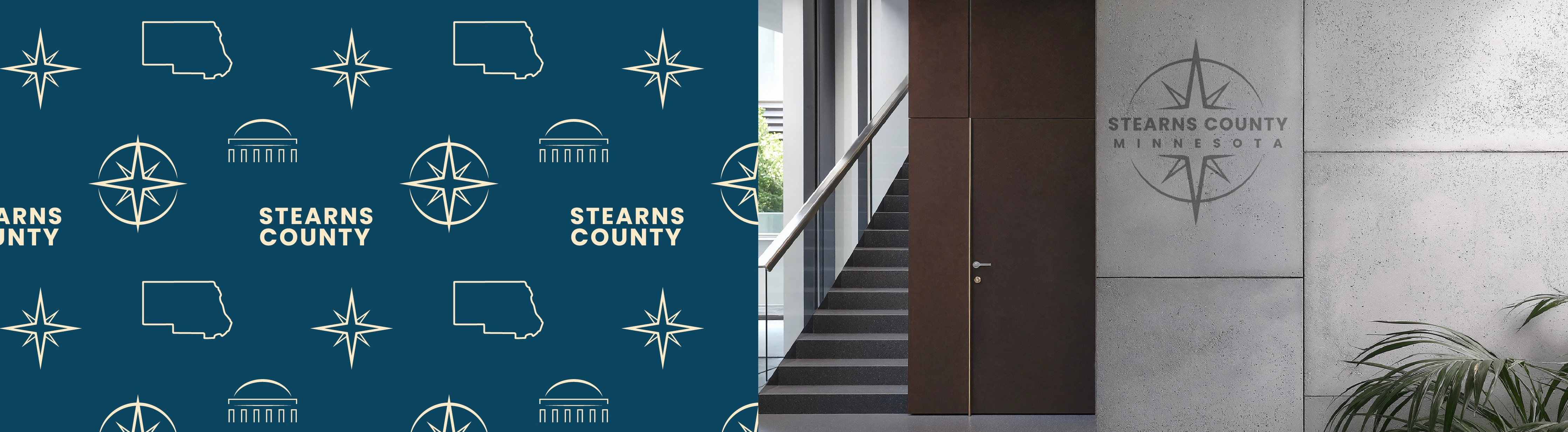 stearns logo in use on a wall or in a step-repeat pattern
